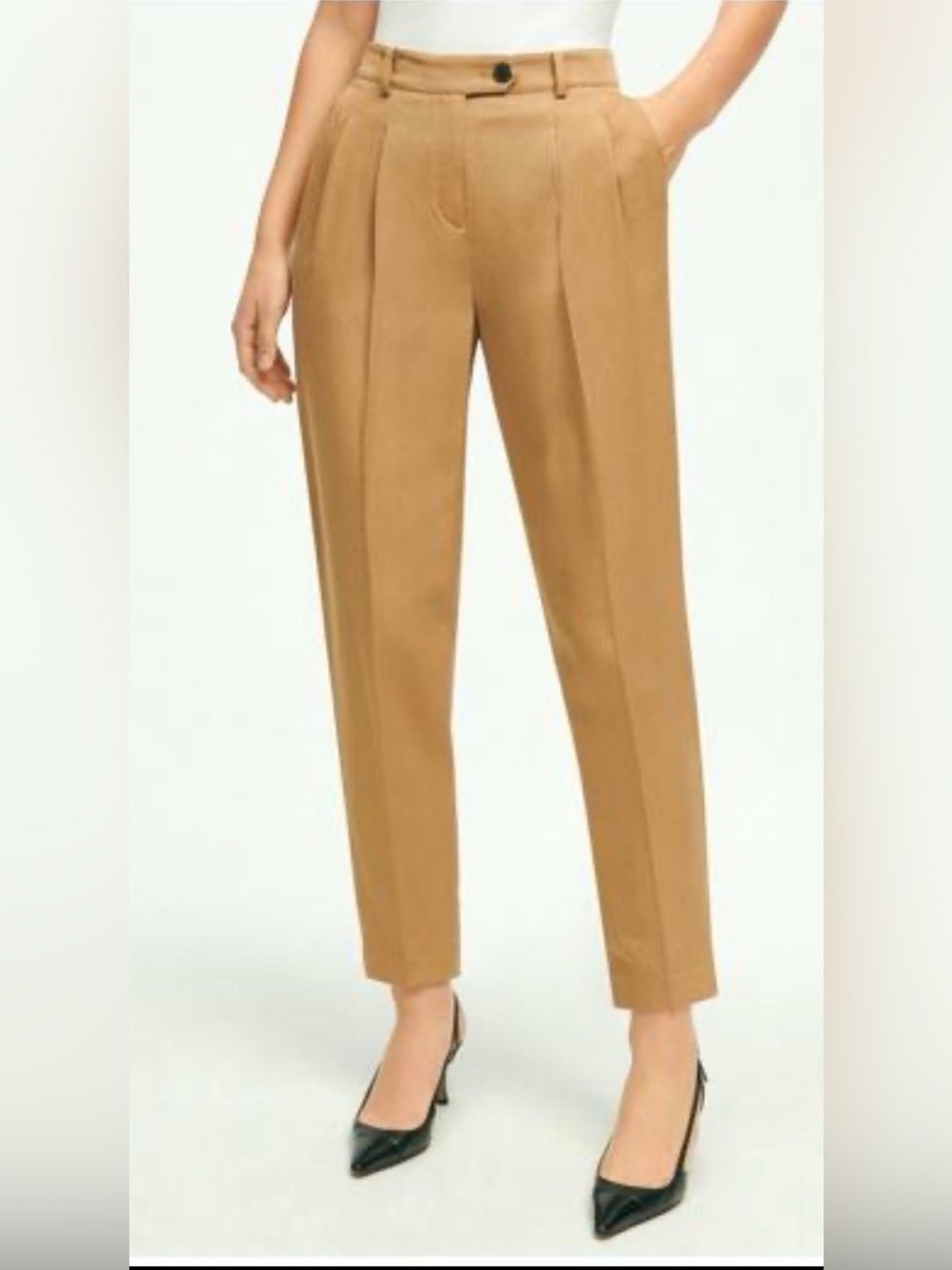 Brooks Brothers Women’s Slim Pleat-Front Cropped Pants Sz 6 Khaki Brown EUC!